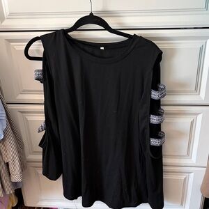Black Women's Top with Patterned Accents